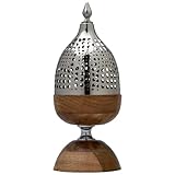 Marrakesch Aesthetic Deko Räuchergefäß Räucherschale aus Holz und Metall 26cm groß | Weihrauchbrenner für Räucherstäbchen & Weihrauch als Orientalische Deko | Räucherstövchen mit Sieb Mouka