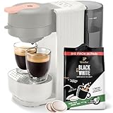 Tchibo Kaffeepadmaschine „CALL ME PAD“ inkl. 36 Black & White Pads, mit To-Go Becher Taste, für 2 Tassen, schnell und leise, automatische Abschaltfunktion, Soft White