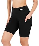 Nirlon NirLUX Yoga-Shorts für Damen, butterweiche Damen-Trainingsshorts für Fitnessstudio und Yoga, Biker-Shorts mit Taschen, pflaume, 46
