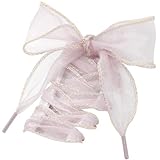 WEGOODZF Flache Schnürsenkel: 2 Paar 4 cm breite modische Schneegarn-Schnürsenkel, 25 Blassrosa – Goldrand, 47Inch (120CM)