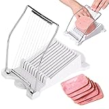 FIBOUND Luncheon Meat Slicing Tool Schinkenschneidewerkzeug Eierschneider - Luncheon Fleischschneider,für Schinken, Fleisch, Ei, Erdbeere, Weiches Obst, Kann in 10 Scheiben Geschnitten Werden (Weiß)