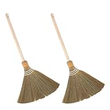 PAMINGONO 2 Stück Handgefertigte Staubbesen mit Abnehmbarem Kopf Weicher Reisigbesen für Holz Teppichböden Leichter Besen für Wohn Küchenreinigung Handlicher Naturbesen für Drinnen und