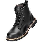 OWIF Winterschuhe Damen Winterstiefel Herren mit Warm Gefüttert Wasserdicht Schneeschuhe Rutschfest Wanderschuhe Trekkingschuhe Winter Outdoor Schneestiefel Winterboot, Schwarz 260