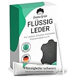 Emma Grün® Flüssigleder Reparatur Set Schwarz [1x7ml] - Leder Kratzer entfernen für Risse & (Brand-) Löcher - Leder Reparatur Set - Lederpflege Set für Sofa & Autositze - Kunstleder Reparaturset