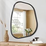 HLFMVWE Schwarzer asymmetrischer Spiegel Unregelmäßiger ovaler Wandspiegel Moderner Holzrahmen Einzigartige Form an der Wand Spiegel Dekorativ für Wohnzimmer Schlafzimmer Badezimmer