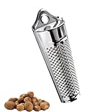 Muskatreibe mit Behälter, Praktische Muskatnuss Reibe, Muskatnuss zur Aufbewahrung von Muskatnüssen, Multifunktionsedelstahl Werkzeug für Muskatnüsse, Zitronenschale(13.5X4.5)