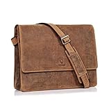 DONBOLSO Barcelona Messenger Bag I Leder Umhängetasche für Laptop I Aktentasche für Notebook I Tasche für Damen und Herren I Vintage Braun