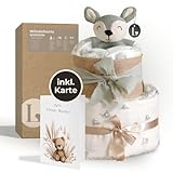 LINDFALL® Windeltorte Junge, Geschenk zur Geburt | Hochwertiges Babygeschenk, handgefertigt, Erstausstattung für Neugeborene, Baby Windeltorten (Mintgrün, Small)