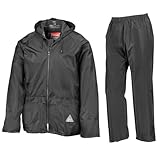 Result Herren Heavyweight Waterproof Jacket & Trouser Set Regenmantel, Schwarz-Schwarz, Medium