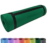 Deluxe Yogamatte Rutschfest und Gepolstert extra dick 15mm - Premium Gymnastikmatte mit Tragegriff für Zuhause und Draußen - auch als Isomatte oder Campingmatte dunkelgrün, 180 x 60,5