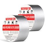 2 Stück Butylband Dichtungsbänder 5cm x 5m，Selbstklebend Wasserdicht,AluFolie Wasserfestes Klebeband,Dach Dachrinnen Reparaturband,Dichtband Zur Verwendung an Löchern Rohren Dächern Wohnmobilen
