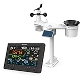 Bresser 7-in-1 Wetter Center Air-Mon: Wetterstation mit WLAN, Luftqualitätsmonitor, App, Farbdisplay, 7-Tage-Vorhersage, Thermo-Hygrosensor, Barometer, UV-Level, Komfortlevel-Ampel