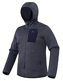 Pioneer Camp Outdoor Fleecejacken für Herren Strickfleecejacke mit Dünn Fleece Innenseite Jagdjacke ReißVerschluss ohne Taschen Cardigan für Wander Trekking（Heather Naval Blue;L