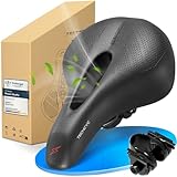 TECHCYC Fahrradsattel, Fahrradsitz Memory Schaum, Komfortabel Atmungsaktiv Stoßdämpfend, Ergonomischer Fahrrad Sattel für Herren & Damen mit Federung, in 3 Ausführungen wählbar (Trekking)