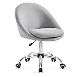 SONGMICS Homeoffice Stuhl, Schminkstuhl aus Baumwoll-Leinen-Mischgewebe, Schreibtischstuhl, Schaumstoffpolsterung, höhenverstellbar, für Arbeitszimmer, Schlafzimmer, Taubengrau OBG020G01