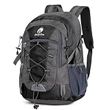 Outplea 25L Wandernrucksack Damen Herren, Outdoor Rucksäcke Tagesrucksäcke, Wasserdichter Reiserucksack für Camping Wandern Bergsteigen, Schwarz