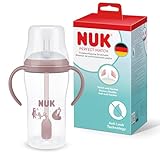 NUK Perfect Match Lern-Trinkflasche mit Strohhalm | 8+ Monate | 260 ml | Auslaufsicherer Baby-Strohhalmbecher | Rutschfeste Griffe | Rosa | 1 Stück