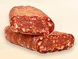 Mind. 450gr Spianata Piccante Calabrese flache scharfe Chili Salami aus Italien aus Kalabrien