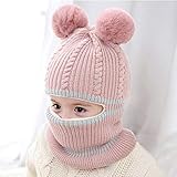 Jungen Kleinkind Kinder warm Baby Mütze Schal Mädchen Strick Pompon Wintermütze häkeln Babypflege Mädchen Schal Groß (Pink, One Size)