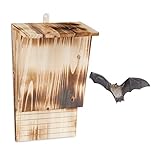 Relaxdays Fledermauskasten, Unterschlupf für Fledermäuse, HBT: 37 x 22 x 12,5 cm, geflammt, Fledermaushotel, Holz, Natur
