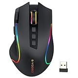 Niceon Gaming Maus kabellos RGB Wiederaufladbare, 9 Programmierbare Tasten, Langer Stunden Akkulaufzeit, Ergonomische Optische PC Mouse