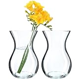 KADAX Blumenvase, 18cm Vase aus Glas, ⌀8cm Glasblumenvase mit einem 11cm Hals, Durchsichtige Tischvase, Klarglasvase, Glasvase für Blumen, Dekovase für Wohnzimmer (18cm / 2 Stück)