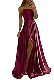 xxxiticat Damen Elegant Lange Ballkleider Satin A-Linie Hochzeitskleid Abendkleider Sexy Neckholder Spaghetti Brautkleid Kleider Lang Prinzessin Brautjungfer Kleid