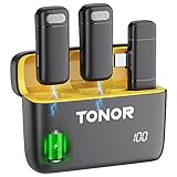 TONOR Wireless Lavalier Mikrofon mit Ladencase, dual Funkmikrofon Mini Clip-on Microphone kabellos, Omnidirectional Handy Mikro Mic für TikTok YouTube Videos Vlog, geeignet für Android, Type C TL350