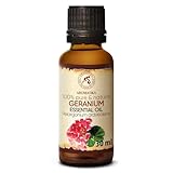 Geranium Ätherisches Öl 30ml - Pelargonium Graveolens - Madagaskar - Reine & Natürliche Bourbon Geraniumöl für Aromatherapie - Aroma Diffuser - Duftlampe - Raumduft - Hautpflege - Rosengeranie