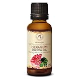 Geranium Ätherisches Öl 30ml - Pelargonium Graveolens - Madagaskar - 100% Reine & Natürliche Bourbon Geraniumöl für Aromatherapie - Aroma Diffuser - Duftlampe - Raumduft - Hautpflege - Rosengeranie