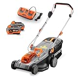 Fuxtec Akku Rasenmäher 40V (2x20V) E2RM37- Schnittbreite 37cm, Variable Schnitthöhe, Elektrorasenmäher, Kabellos (Li-Ion Akku & Ladegerät inklusive)
