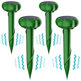 Mole Repeller 2025, Ultraschall Maulwurfschreck für Vertreiben Wühlmäuse, wühlmäuse vertreiben,Maulwürfe vertreibens, Katzenschreck für Außenbereich, 4 Stück Wasserdichter Maulwurf Vertreiber