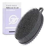 FREATECH Körperbürste Silikon, Doppelseitige Badebürste Duschbürste Sanfte Peelingbürste Massagebürste Silicone Body Scrubber für Männer Frauen Kinder Alle Hauttypen, Hygienischer Als Luffa, Schwarz