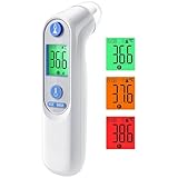 Digitales Infrarot-Ohrthermometer für Babys, Erwachsene & Senioren – Präzise Alterserkennung, farbcodiertes Display, 21x Hygienekappen, 1-Sekunden-Messung & Fieberalarm (Weiß)