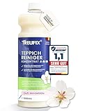 Treufix Teppichreiniger & Polsterreiniger Konzentrat für alle Teppichböden und Polster | Effektives Teppich Reinigungsmittel 1L | Geeignet für alle Waschsauger und Nasssauger - Mandelblüte
