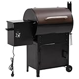 vidaXL Pelletgrill mit Schornstein, Pelletsmoker mit Altöl Behälter, Holzpelletgrill mit großem Temperaturbereich, Grillwagen Pellet Grill, Schwarz Eisen