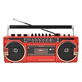 Retro Tragbare Bluetooth Boombox mit Kassettenspieler und USB TF Card Play - Klassischer 80er Jahre Stil Stereo Lautsprecher Musik Recorder Radio 5.0 Bluetooth Lautsprecher