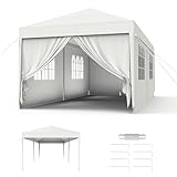 Froadp 3x6 m Garten Pavillons mit 6 Seitenwände Partyzelt Stahlkonstruktion Festzelt Wasserdicht Gartenpavillon Markisen Sonnenschutz Bierzelt für Garten Markt Hochzeit, Weiß