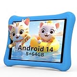 AWOW Android 14 Kinder Kids Tablet HD 10.1”, 2025 Neu 8GB RAM 64GB ROM - Kindertablet Tablet mit Kinder mit Sturzsicherer Hülle Vorinstalliertes, Blau