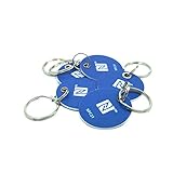 NFC Tag Anhänger PVC, 30mm, NXP NFC Chip, 180 Byte, blau, optimal für Geräte-/ Profilsteuerung (WLAN, Bluetooth, Apps), kompatibel mit Allen NFC Smartphones und Tablets, 5 Stück