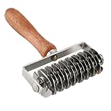 Pizza Gitter Roller, Haushalts Gitterteigroller, Gitter Keksausstecher mit Holzgriff, Manuelle Nudelschneider Teigschneider Edelstahl, Backwerkzeuge aus Edelstahl für Kekse und Pizzateig