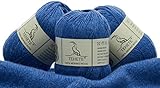 TEHETE 100% Merinowolle Garn zum Stricken, 50g x 3 Bälle Häkelgarn Schurwolle, 250 Metern 3-fädig,weich und seidig,Blauviolett