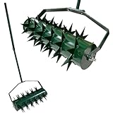 Yinnhom Rasenbelüfter Manuell, Walzentyp Rasenbelüfter, Rasenrolle mit Stiel & 5cm Nägeln & Stiel, Handvertikutierer Rasenwalze für Höfe, Rasenflächen im Garten, Handwalze aus hochwertigem Metall