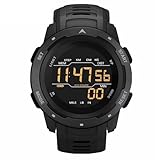 XFLHXY Herren Digitaluhr Herren Sportuhren Dual Time Schrittzähler Wecker Wasserdicht 50M Digitaluhr Militäruhr, Schwarz , Einheitsgröße