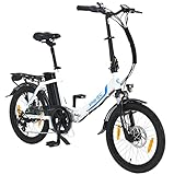 smartEC Camp-20D E-Bike Klapprad 250W Hinterradmotor Li-Ion-Akku 36V/15,6Ah 20 Zoll E-Klapprad E-Faltrad Elektrofahrrad Reichweite 100km bis 25 km/h (Weiß)