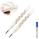 1/2/3/5/7 Stück Fieberthermometer Basalthermometer, 35-42 Grad Celsius/94-108 Grad Fahrenheit Quecksilberfreies Klassisches Traditionelles Glasgenauigkeitsthermometer, Verwenden FüR Erwachsene (2)