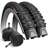 Fincci Set Paar Fahrradreifen 26 x 1.95 Zoll 50-559 Faltbar 60 TPI Reifen mit Autoventil Fahrradschlauch für MTB Mountain Hybrid Mountainbike Fahrrad (2er Pack)