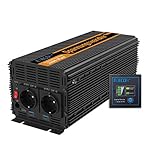 EDECOA Wechselrichter 2000w 24v 230v Spannungswandler mit Neuer Fernbedienung 2X USB und Bildschirm LCD für Sonnenkollektor KFZ Wohnmobi (2000w)