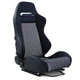 Sportsitz Halbschalensitz Spielekonsole Sim Racing Schwarz Silber mit Rauten
