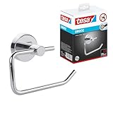 tesa SMOOZ Toilettenpapierhalter, verchromt - WC-Rollenhalter zur Wandbefestigung ohne Bohren, inkl. Klebelösung - 140mm x 100mm x 50mm